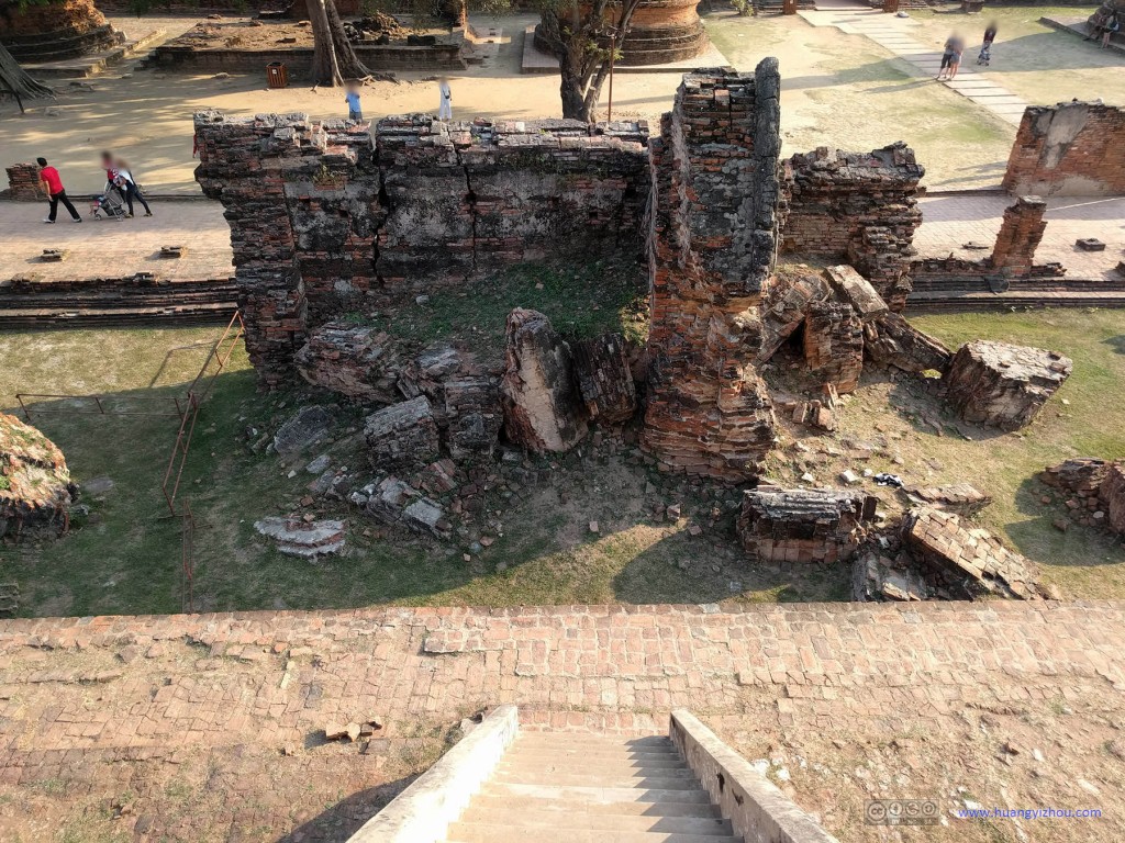 从舍利塔上看到的Wat Phra Si Sanphet的废墟