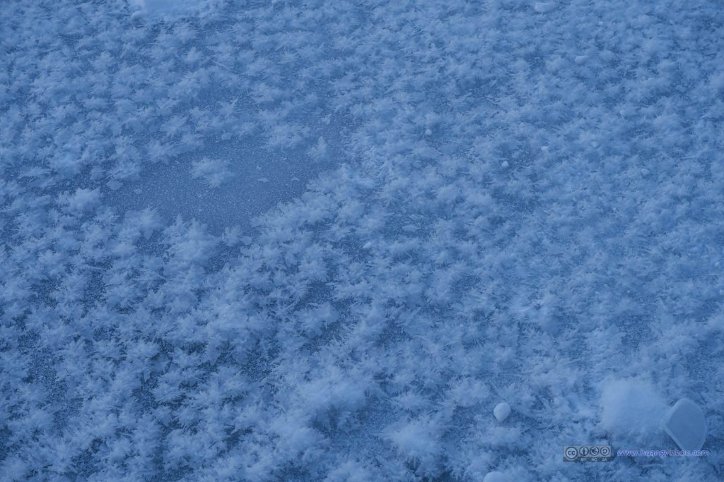 绿渊潭冰面上的雪花